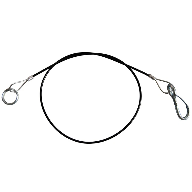 Fune di strappo fune freno 1000 mm con gancio e anello rivestito in PVC nero semplice