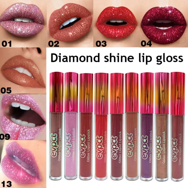 Glitter Lip Gloss Liquid Lipstick Moisturizing Long lasting Shimmer Shiny