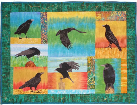 Crows,  PDF Machine Applique pattern by Debora Konchinsky, Critter Pattern Works