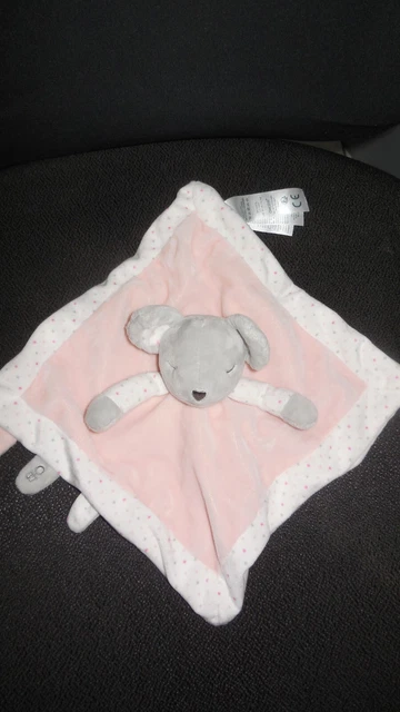 doudou plat souris rose blanc gris pois OBAIBI 3 dispo - état NEUF -