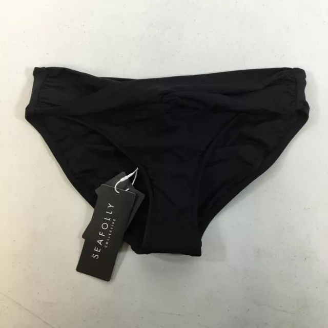 Seafolly Collective Womens Black Twist Band Hipster Bikini Bottom Size 8