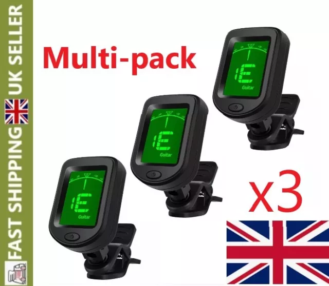 Multi LCD Clip-On Electric Tuner For Guitar Ukulele Violin Digital Chromatic UK