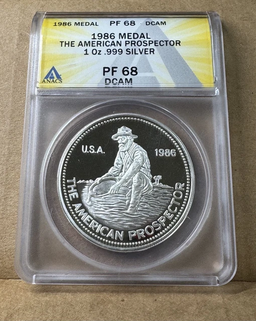 1986 ENGELHARD THE American Prospector 1 Oz Silver .999 Round