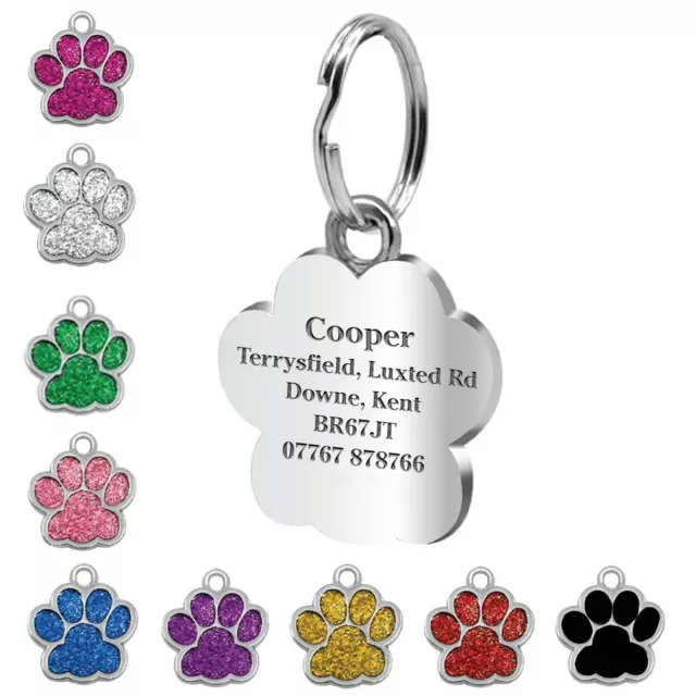 Dog Tag Engraved Bone Pet Tags Personalised Engraved ID Collar Tag Paw Cat