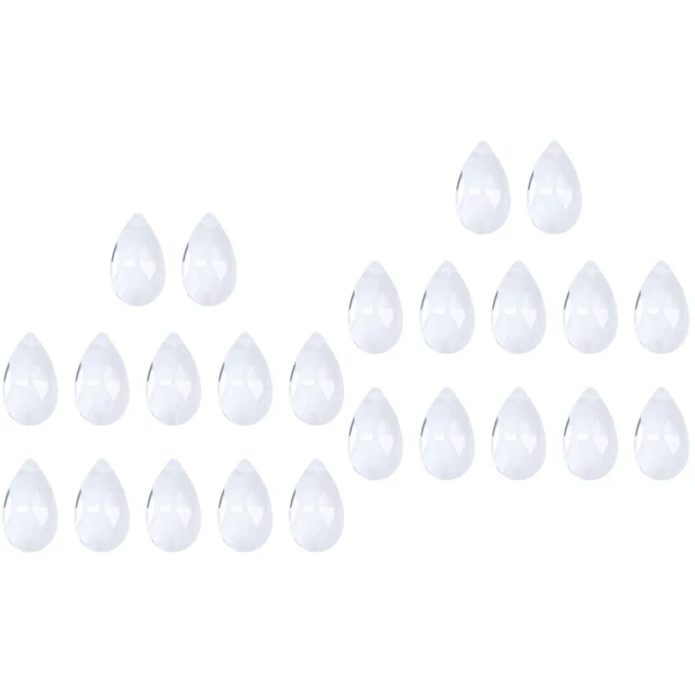 24 Pcs Crystal Chandelier Beads Tear Drop Glass Window Curtain Pendant
