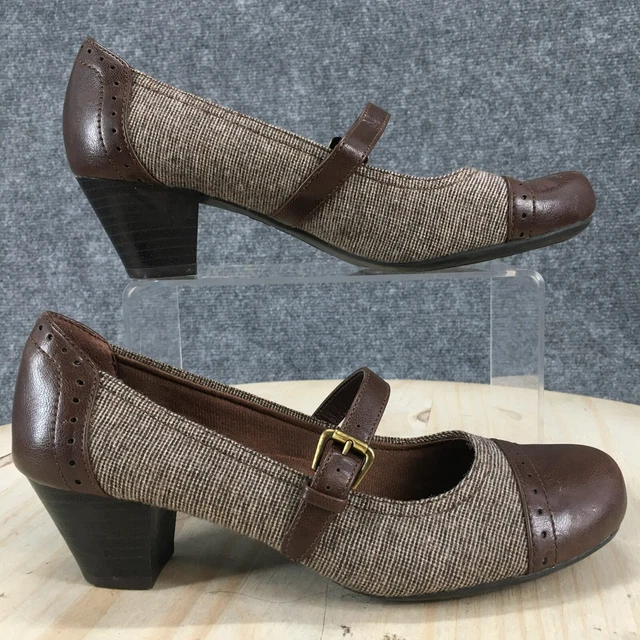 LifeStride Shoes Womens 6.5 M Robin Mary Jane Brown Leather Casual Buckle Heeled