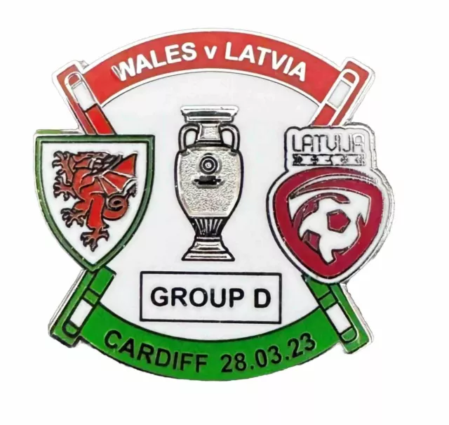 Wales Latvia Pin Badge Euro 2024 Qualifiers Matchday Group D Football Souvenir