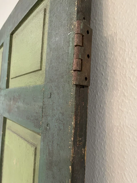 Antique Chippy Paint Door, Green/blue One Side, Green/mustard Other Side 4