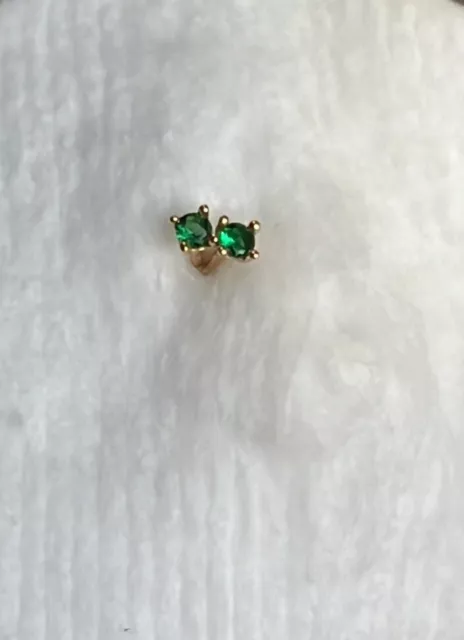 Colombian  Emerald Solid 18K Yellow Gold Bezel Stud Earrings