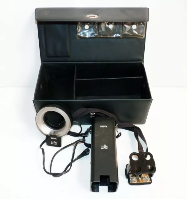 Flash annulaire appareil photo argentique Sunpak GX8R Ring Light boite rangement