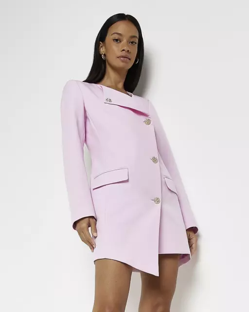 River Island Womens Pink Polyester Blazer Dress Size 16
