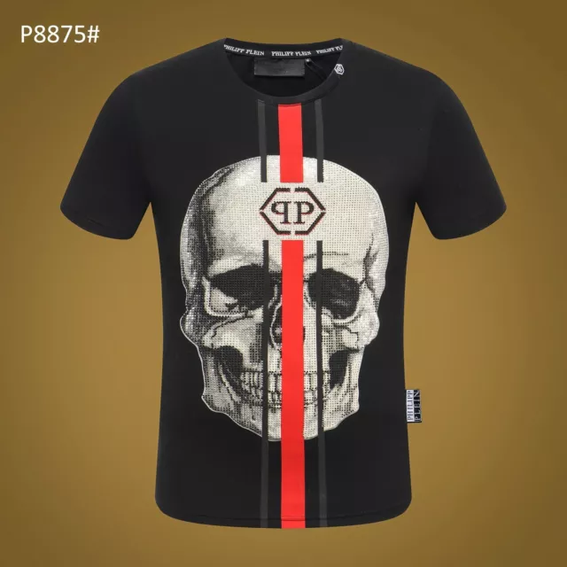 Tshirt Philipp Plein Maglietta Philip Teschio Strass Skull T-Shirt Polo Shiny