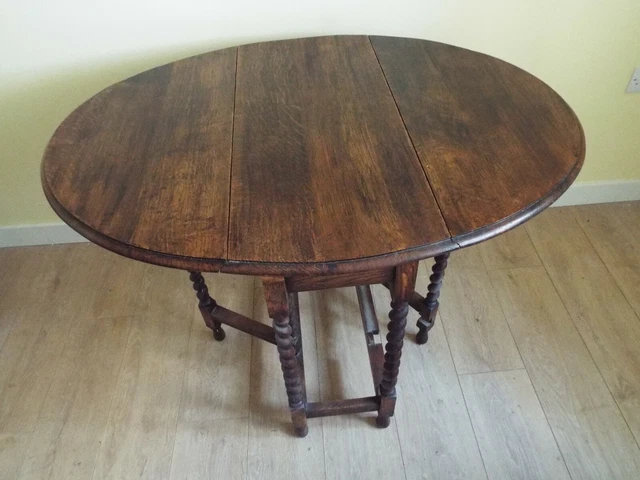 Oak Gateleg Table With Barley Twist Legs - Collection Only