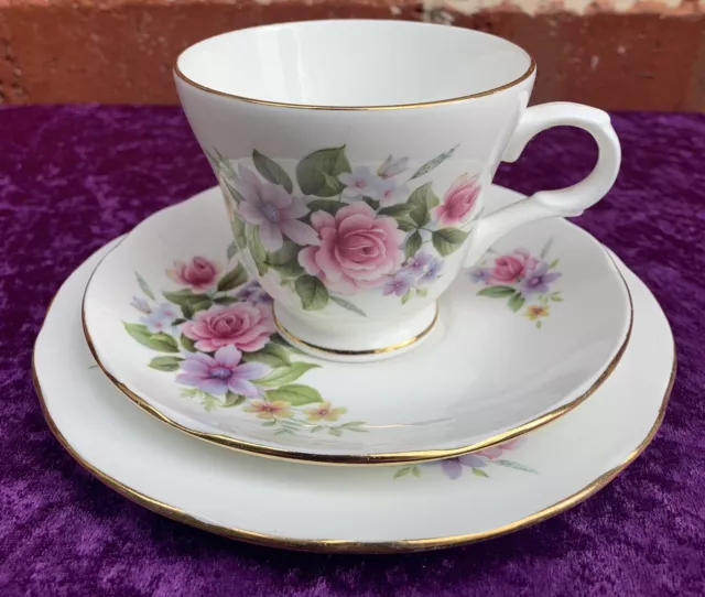 VINTAGE CROWN TRENT TRIO, Staffordshire England C1960’s - Bone China, Floral 2