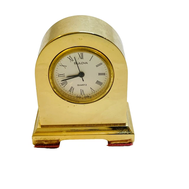 BULOVA MINIATURE MANTEL Clock Brass Arch Model B0504 Needs Battery £13. ...