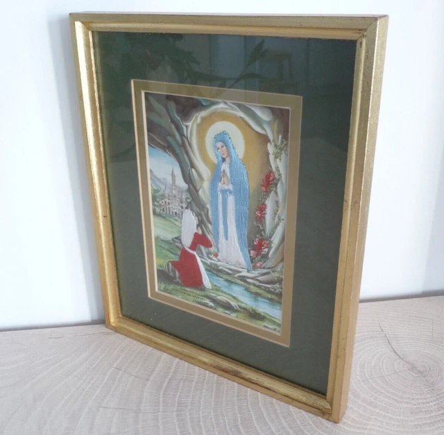 GRAVURE ENCADREE BOIS DORE SOUS VERRE MODE ILLUSTRE FRAME PICTURE GLASS