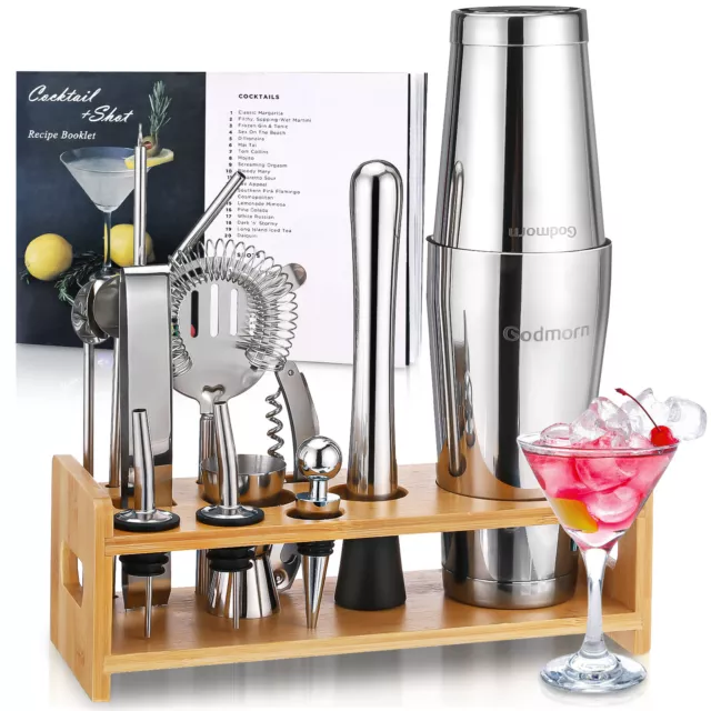 16PC Bartender Kit Complete Cocktail Shaker Bar Tool Set with  Stand 24oz+17oz