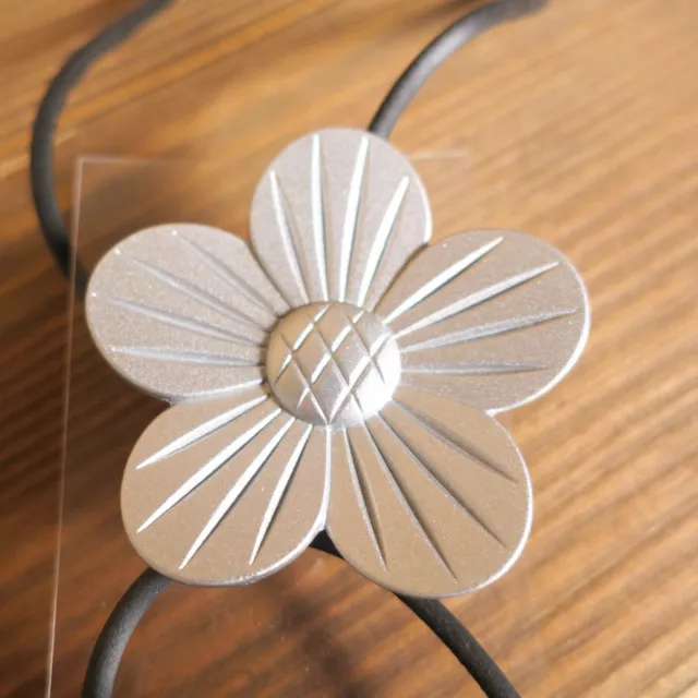 Bligli Magnetic Curtain Tiebacks Silver Flower w/Black Cord 1 Pair (2 Ties)