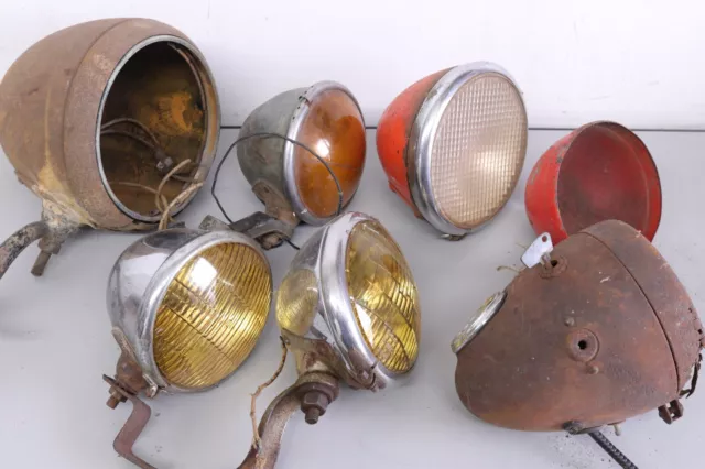 Lot Headlight Bucket Turn Signal Rat Bike Hot Rod Nostalgic Vintage Rusty Chrome