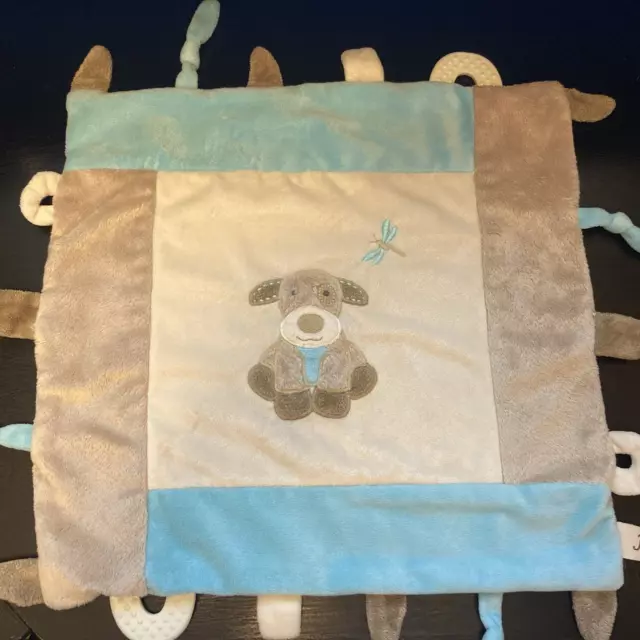 Blue MAISON CHIC Puppy Dog SECURITY Baby LOVEY Crinkle Teether 14X14" BLANKET