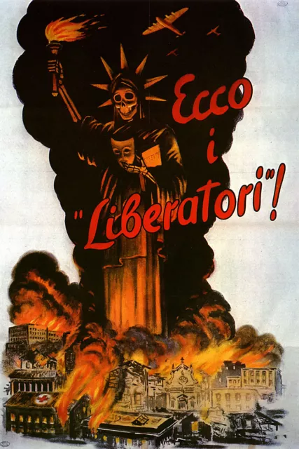 Ecco I Liberatori Vintage Italian World War Two WW2 Military Propaganda Poster