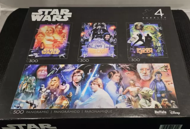 Buffalo Games Star Wars  4 Puzzle Set  300 pc x3 and 500 pc  Disney Used