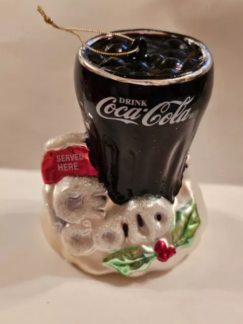 Coca Cola Blown Glass Christmas  Ornament Ice Cold Glass of Coke