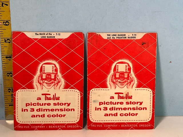 2 Tru-Vue 3D Picture Story Mask of Lone Ranger & Lone Ranger Phantom Raiders