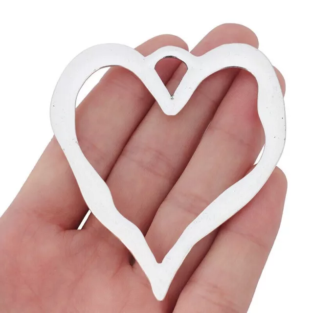 2 Tibetan Silver Large Hollow Open Heart Charms Pendants for Necklace Making 2