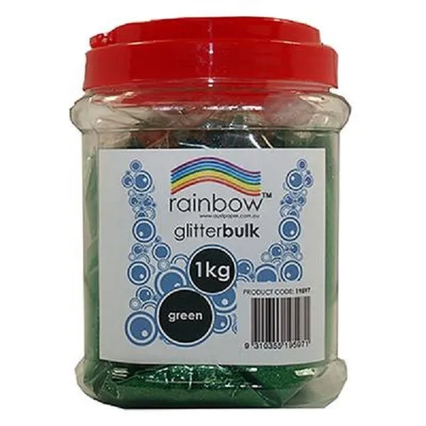 Green Fine Glitter Bulk 1Kg In Jar Rainbow - Free Post