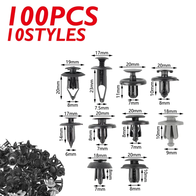 100x Trunk Screw Rivets Bumper Fender Plastic Fastener Clips For Mitsubishi Fiat