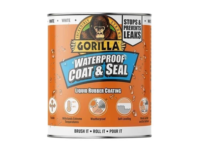 Gorilla Pegamento - Abrigo impermeable y sello recubrimiento de goma líquida blanco 473 ml