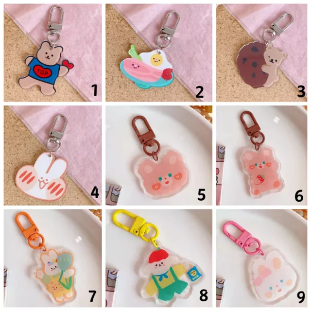 Cute Cartoon Acrylic Keychain Rabbit Bear Charm Bag Pendant Bag Accessory Decor