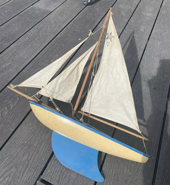 Star Yacht Sy4 Birkenhead Vintage Wooden & Metal Pond Sailing Toy Boat Original