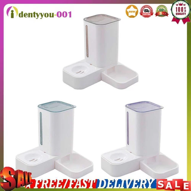 Pet Dog Cat Automatic Feeder Bowl Plastic Water Dispenser Food Feeding Device