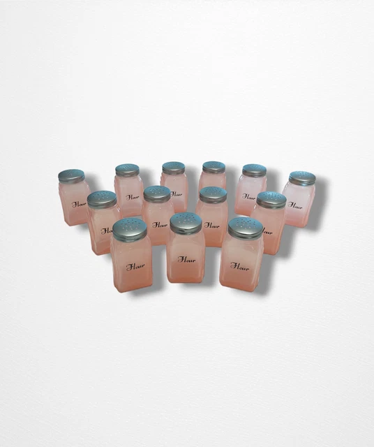 13 FROSTED PINK DEPRESSION STYLE GLASS FLOUR SHAKER, Vintage Farmhouse