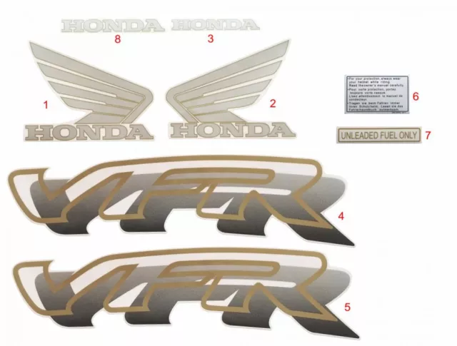 1994-1997 Honda VFR750F - Complet Décalque Set Broche Bandes Stickers Rouge 2