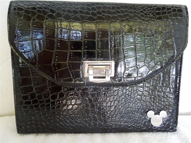 Disney Parks Black Mickey Icon Black Faux Alligator Skin Tablet / Ipad Case New