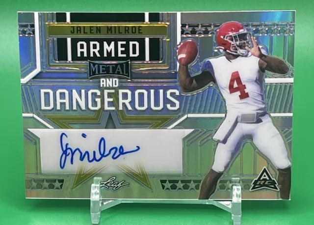 JALEN MILROE 2023 Leaf Metal Football Alabama Armed & Dangerous Auto Silver /7