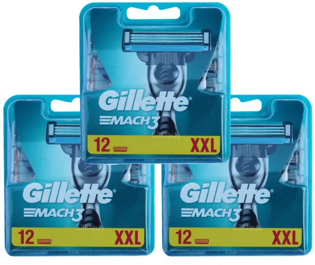 36 Gillette Mach3 Rasierklingen 3x 12er OVP Set = 36er Klingen Pack razor blades