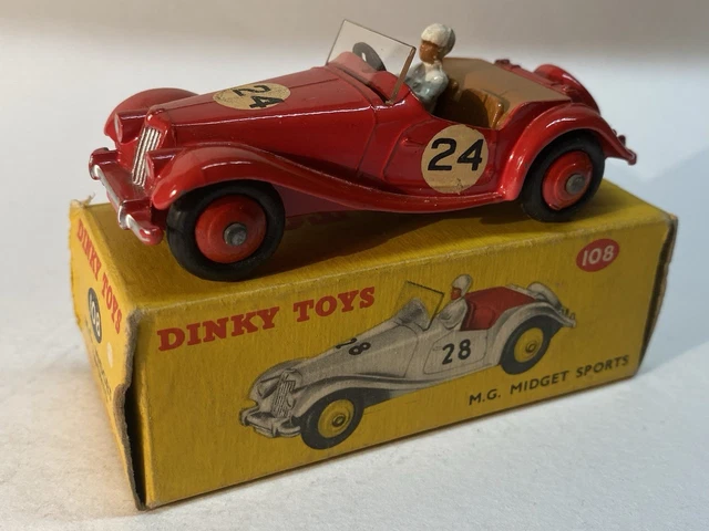 Dinky Toys N°102 MG Midget Sport Avec Pilote – Meccano England – Parfait état Années 50
