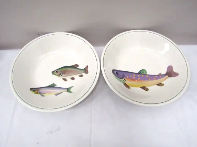 VILLEROY & BOCH Bouillabaisse Vitro Porcelain Fish Design Bowls- 8.25" Set of 2