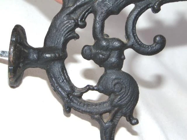 Antique Primitive CAST IRON Metal Black Victorian Woman HEAD Wall Or Rack Hook