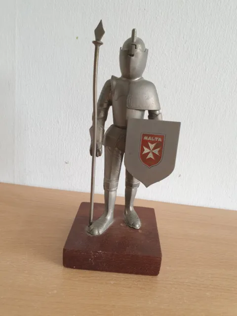 vintage 1960's table lighter, medieval knight with malta shield & lance