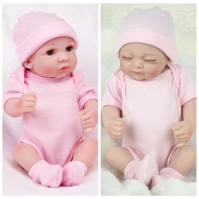 10'' Lovely Reborn Baby Dolls Twins Cute Girl Dikk Full Body Vinyl Silicone Gift