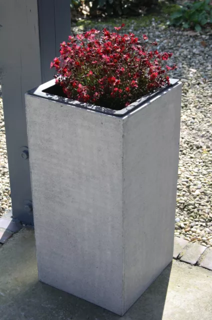 Pflanzkübel Blumenkübel "Block" 60 aus Fiberglas, Beton-Design, Grau