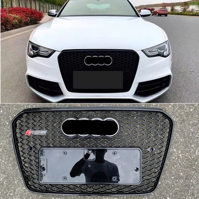 BLACK FRONT BUMPER Honeycomb Grille for Audi A5 S5 2012-2016 Update to ...