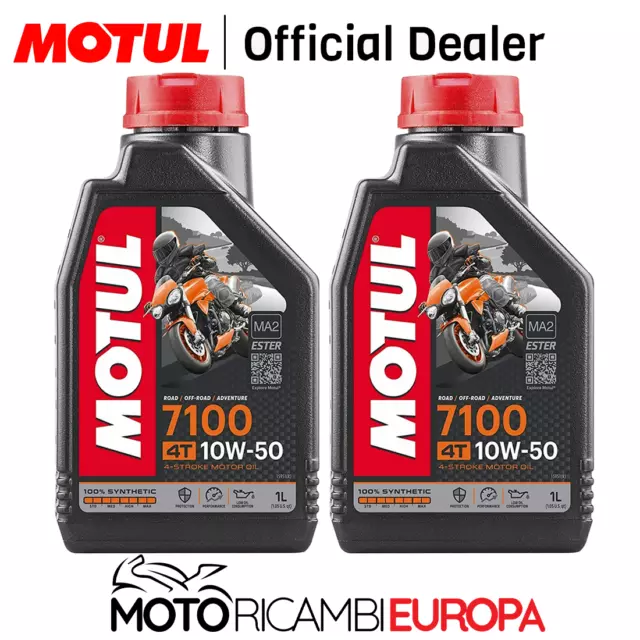 2 Lt Olio Lubrificante Motore Moto Motul 7100 4T 10W50 100% Sintetico Ester Ma2