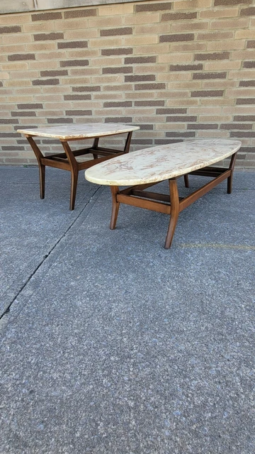 Mid Century Modern Italian Marble Coffee Table and Side Mid Century Modern Italian Marble Coffee Table and Side