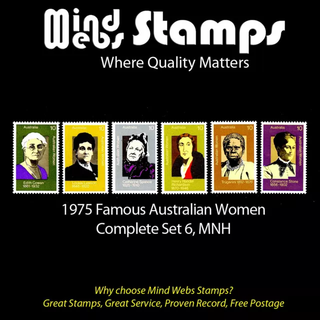 Australian Decimal Stamps 1975 Famous Australian Women, Complete Set 6, MNH